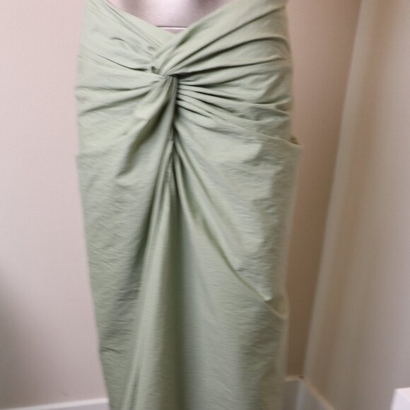 Brunello Cucinelli Skirt Cotton Front Knot Midi Drape Chic Size 6 - Picture 2 of 9